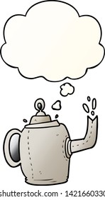 cartoon old kettle with thought bubble in smooth gradient style