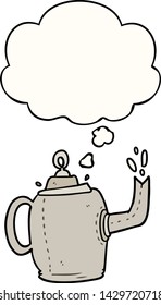 cartoon old kettle with thought bubble