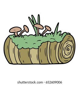 cartoon old log with mushrooms