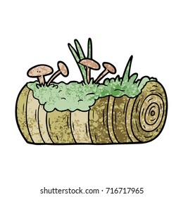 cartoon old log with mushrooms
