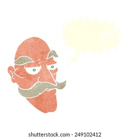 cartoon old man face with speech bubble