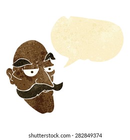 caricatura de un anciano con burbuja de habla