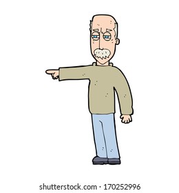 cartoon old man gesturing Get Out!