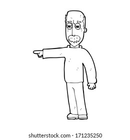 cartoon old man gesturing Get Out!