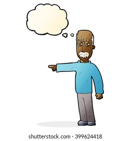 Cartoon alter Mann Geste Get Out! mit Gedankenblase