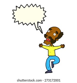 cartoon old man having a fright with speech bubble