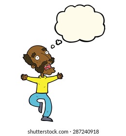 cartoon old man having a fright with thought bubble