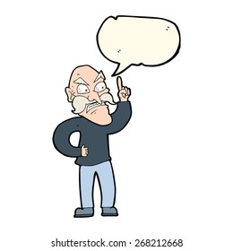 cartoon old man laying down rules with speech bubble