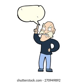 cartoon old man laying down rules with speech bubble