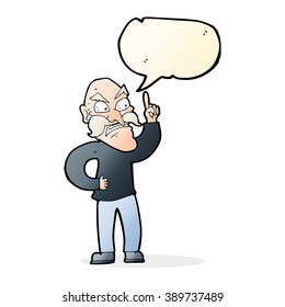cartoon old man laying down rules with speech bubble