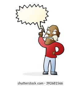 cartoon old man laying down rules with speech bubble