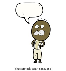 cartoon old man with mustache and speech bubble