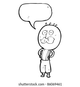 caricatura de un anciano con bigote y burbuja de habla