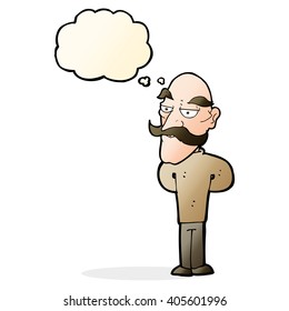 cartoon old man with mustache with thought bubble