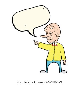 cartoon old man pointing with speech bubble