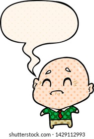 cartoon old man with speech bubble in comic book style