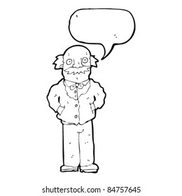 caricatura del anciano con burbuja de habla