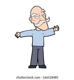 cartoon old man spreading arms wide