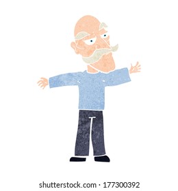 cartoon old man spreading arms wide