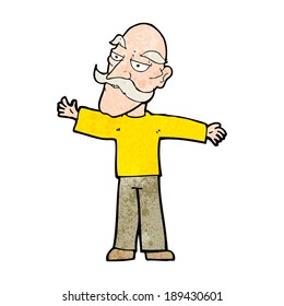 cartoon old man spreading arms wide