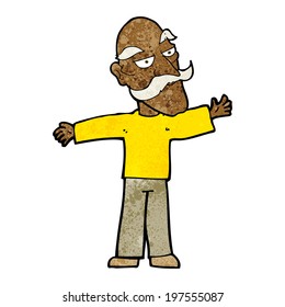 cartoon old man spreading arms wide
