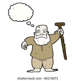caricatura de un anciano con personal