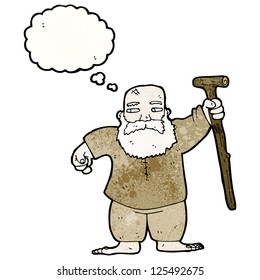 desenho animado homem velho com pau
