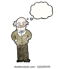 Cartoon-alter Mann mit Denkblase