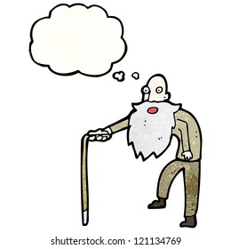 cartoon old man with thought bubble