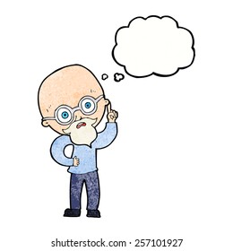 cartoon old man  with thought bubble