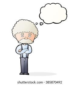 cartoon old man  with thought bubble