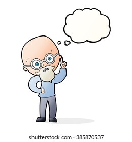 cartoon old man  with thought bubble