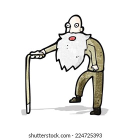 cartoon old man walking