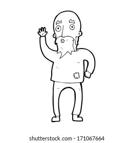 caricatura del anciano ondeando
