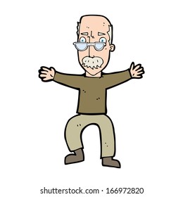 cartoon old man waving arms