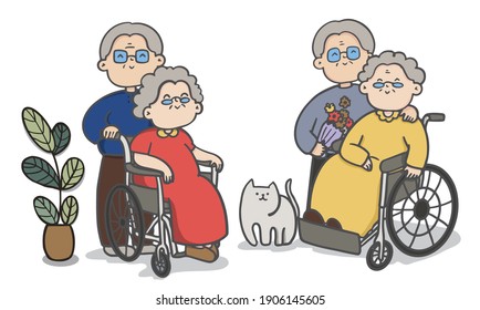 Cartoon old people couple, Couples to Spend Time Together, Valentine's day, couple illustrations.