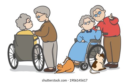 Cartoon old people couple, Couples to Spend Time Together, Valentine's day, couple illustrations.