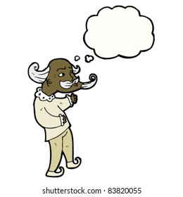 cartoon old playwright with thought cloud