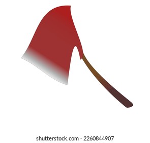 Caricatura del viejo hacha roja sobre fondo blanco. Ilustración del vector