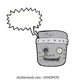 cartoon old robot head talking