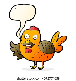cartoon old rooster with speech bubble