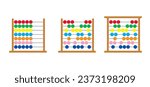 Cartoon old school abacus. Horizontal abacus toy. baby learning numbers and colors. Toy for children education. Playing concept. Abacus counting frame. Calculating tool with beads sliding on wires.