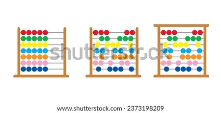 Cartoon old school abacus. Horizontal abacus toy. baby learning numbers and colors. Toy for children education. Playing concept. Abacus counting frame. Calculating tool with beads sliding on wires.