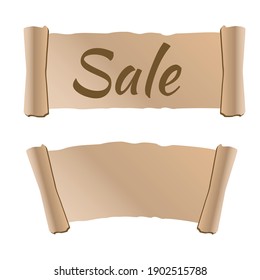 Cartoon old scrolls of papyrus paper. Papyrus sheet vector illustration