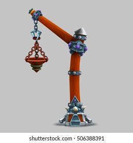 Cartoon old street light . Vector illustration.