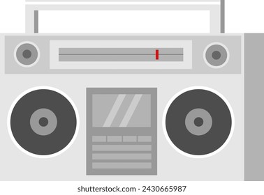 Cartoon Old Style Music Boombox. Vector Illustration Flat Design Isolated On Transparent Background