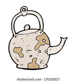 olla de té antiguo de dibujos animados