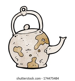 olla de té antiguo de dibujos animados