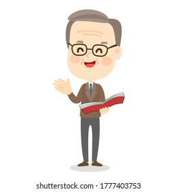 Cartoon Old Teacher, Vektorgrafik