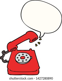 Cartoon-altes Telefon mit Sprechblase